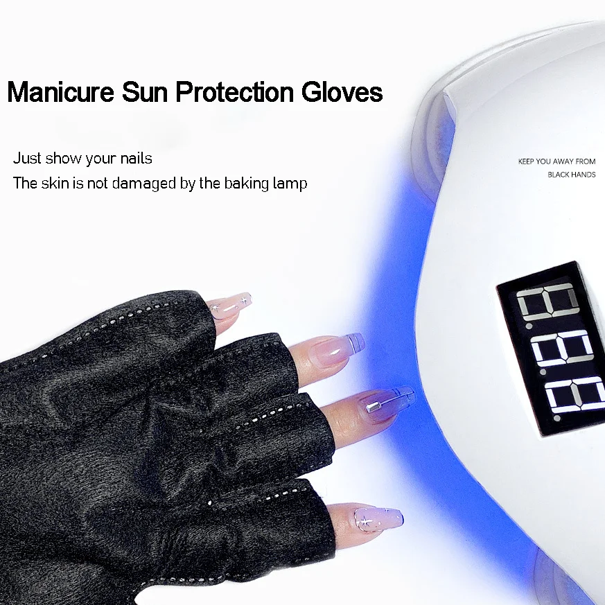 

Перчатки для дизайна ногтей с защитой от УФ-излучения, перчатки без пальцев, светодиодная лампа, профессиональные инструменты для маникюра и дизайна ногтей для маникюрного салона, 2 шт.