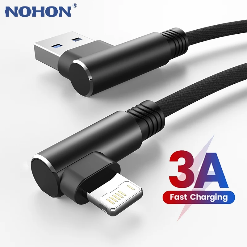 USB кабель для iPhone 12 13 11 Pro Max X XR 6s 7 8 Plus SE iPad Long 3m 90 градусов быстрая зарядка данных