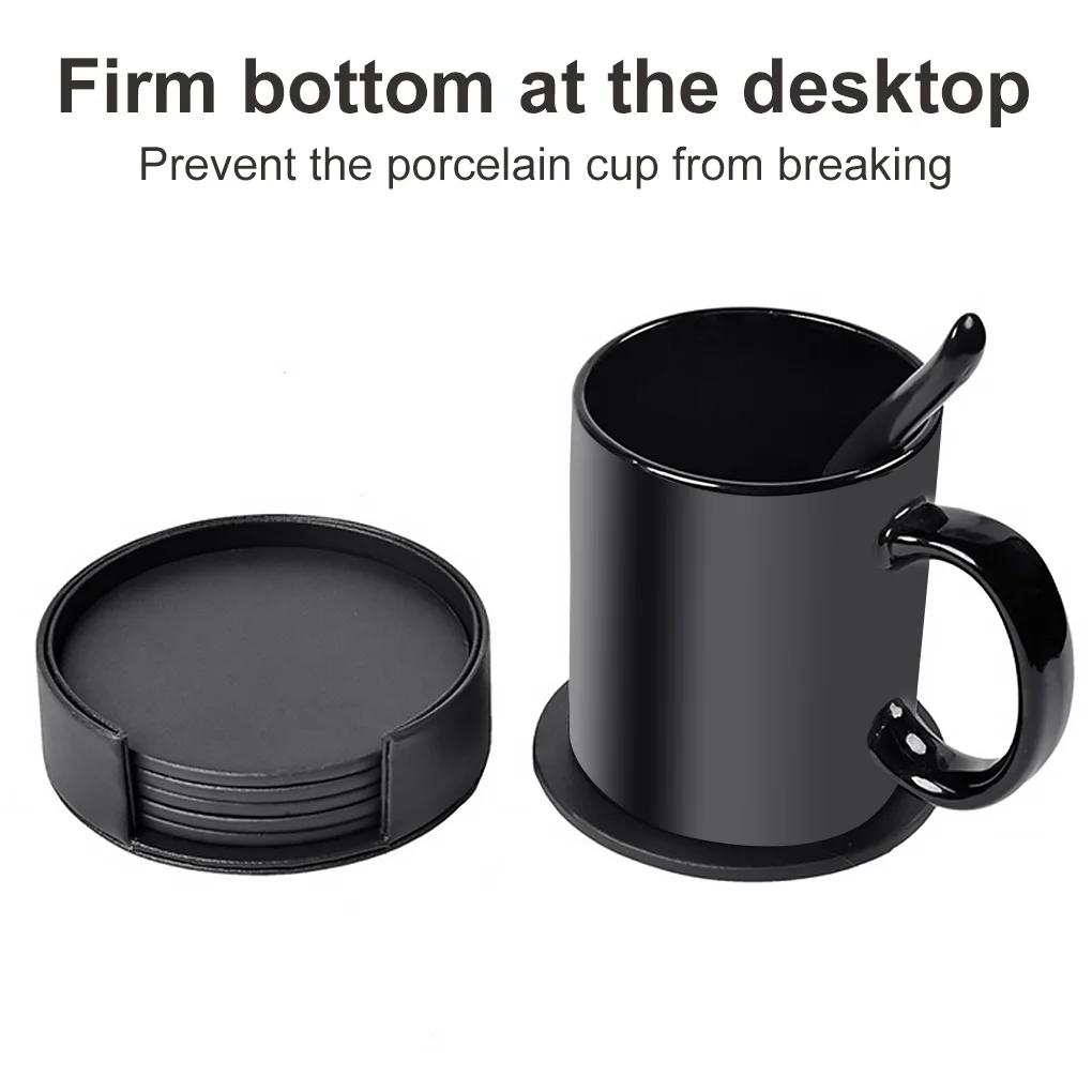 

Термоизолированный коврик для чашки, 4 цвета, искусственная кожа, Нескользящие подставки для чая, круглая подставка для кофе, искусственные ...