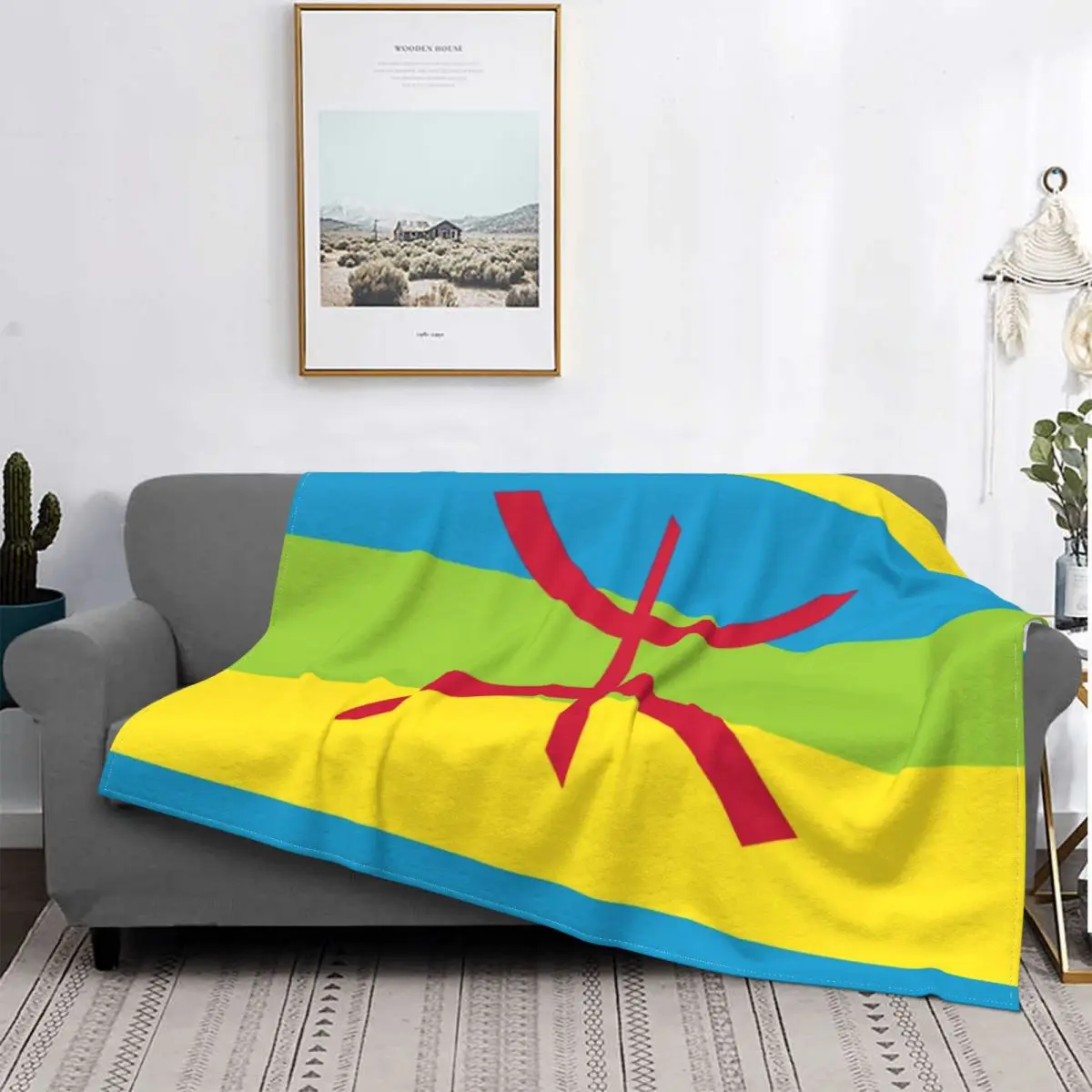 

Одеяло с северным африканским берберским флагом, теплое флисовое мягкое фланелевое одеяло Amazigh Kabyle, покрывало для спальни, дивана, автомоби...