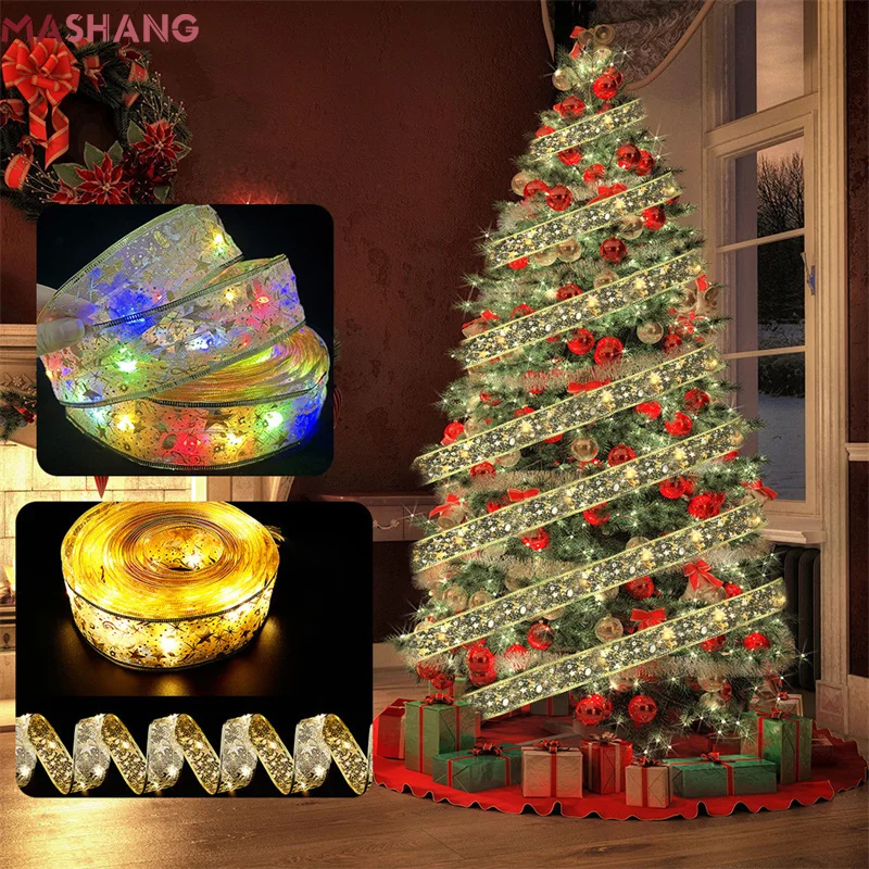 

2022, Рождественская елка, светодиодная лампа, работающая от батарейки, Рождественская гирлянда, украшение, сказосветильник для новогодней елки