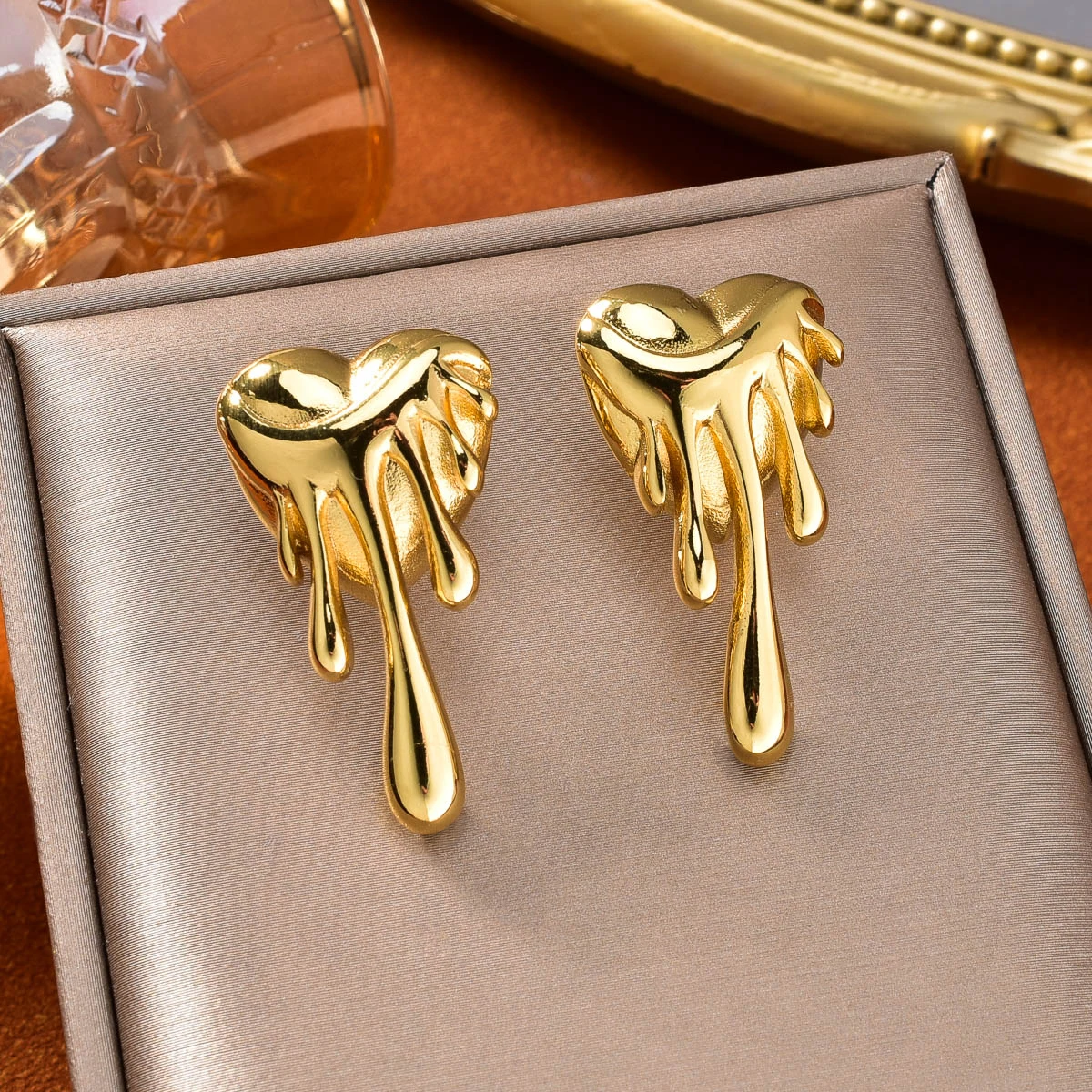 Дубайские позолоченные женские серьги из нержавеющей стали 18 карат в форме