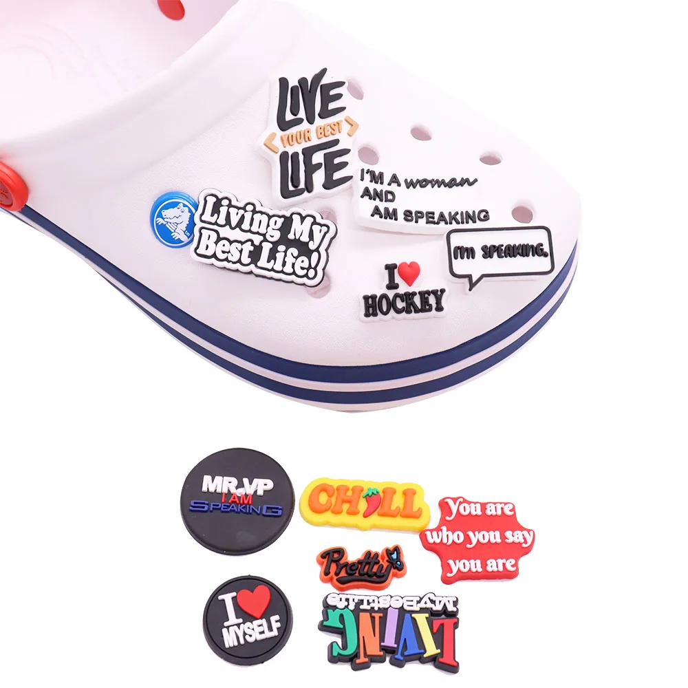 Одиночная распродажа 1 шт. подвески для обуви из ПВХ с надписью Pretty Living My Best Life