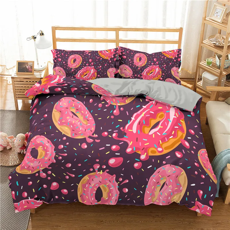 

Soft Cute Donuts Duvet Cover Set Dessert Theme Bedding Set For Girls Boys Gifts Microfiber Funny Cartoon Tasty