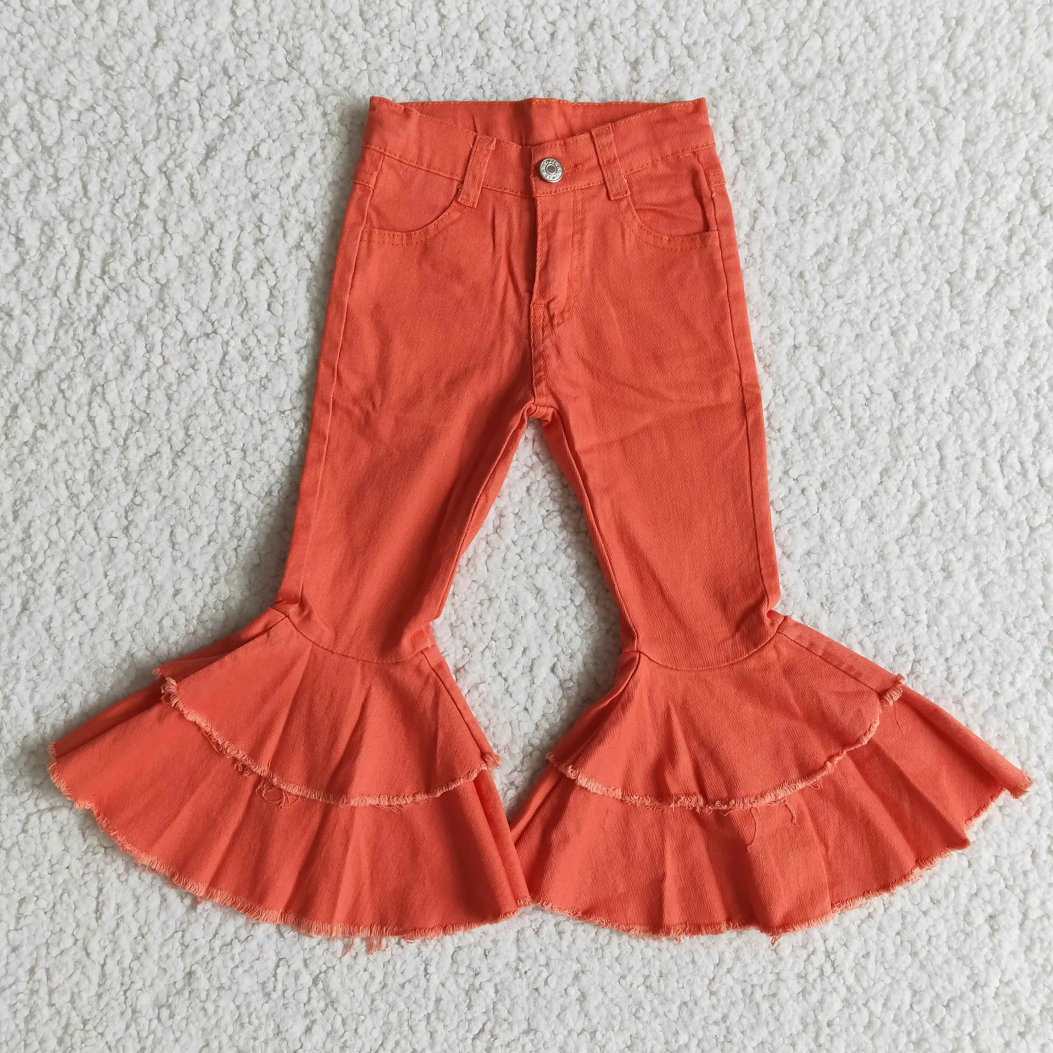 

Solid Watermelon Red Bell Bottom Long Pants