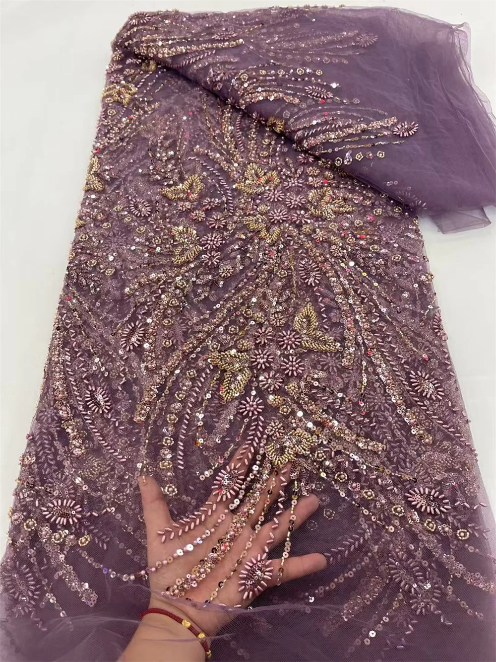 Роскошная африканская кружевная ткань с вышивкой бисером 2024 высококачественная