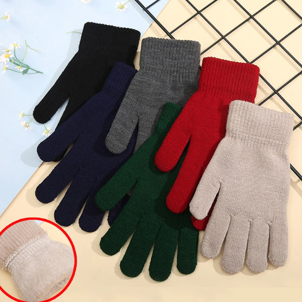 

Winter Autumn Thicken Thermal Gloves Women Men Woolen Cotton Knitted Full Fingers Non Slip Mittens Short Wrist Warm Windproof