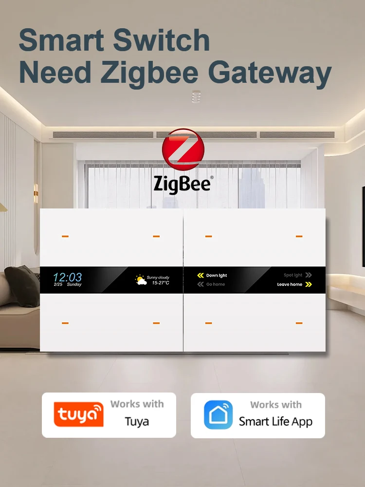 LOGEN Tuya Zigbee UK Switch 4-полосная сцена Функция обнаружения человеческого тела