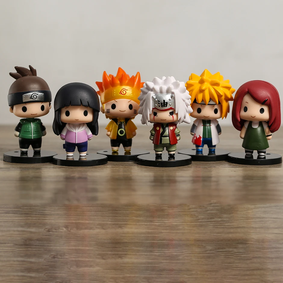 

6pcs/set NARUTO Uzumaki Naruto Hyuuga Hinata Namikaze Minato Jiraiya PVC Figure Display Model Q Version Desktop Dolls Decor Gift