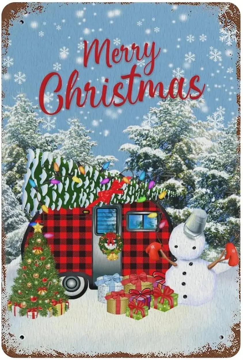 Merry Cmper Chrstms Metl Tn Sgn Cusm Sgns Outdoor Ретро Стиль Br Resturnt Wll Decorn 812 n