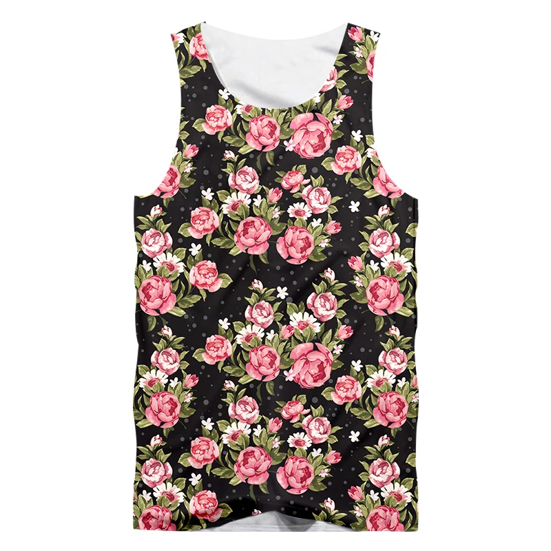 

Plus Size 6xl 2022 Brightly Coloured Flower Leaf Cool Summer Vest Elegant Hot Sale Sleeveless Tops Unisex Causal Holiday Garment