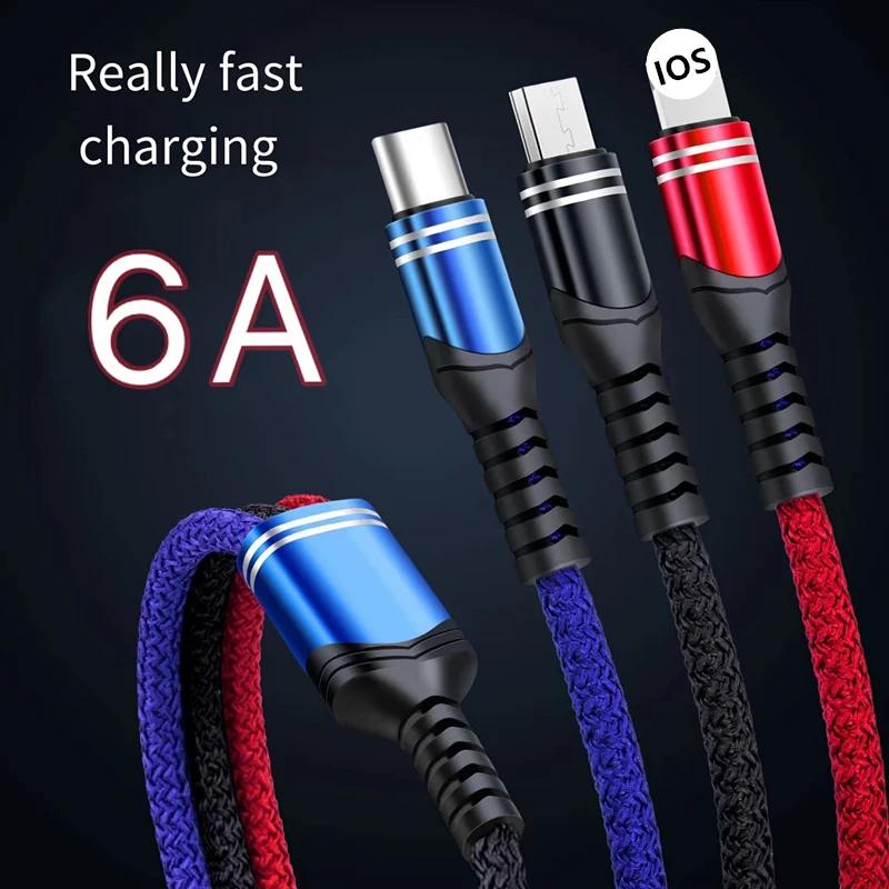 

USB-кабель 3 в 1 для передачи данных и быстрой зарядки