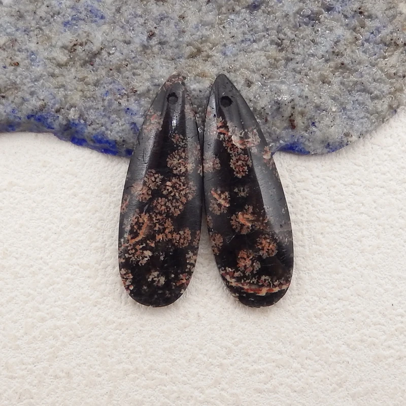 Натуральный камень снежинка обсидиан капли воды серьги-капли бусины модные