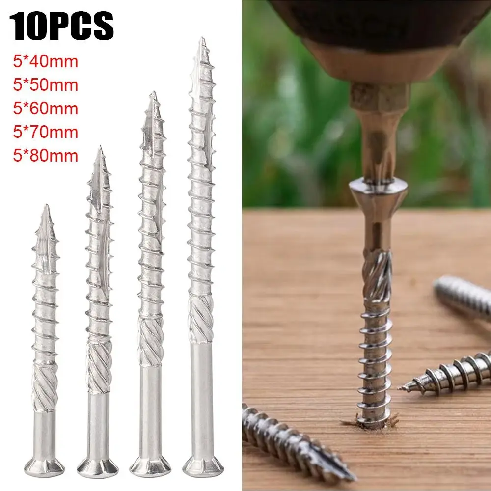 

10Pcs/pack Durable for Driving Skru Tapping 50/60/70/80mm Wood Torx Slot Knurled Type Self Tapping Screw Deck Screw