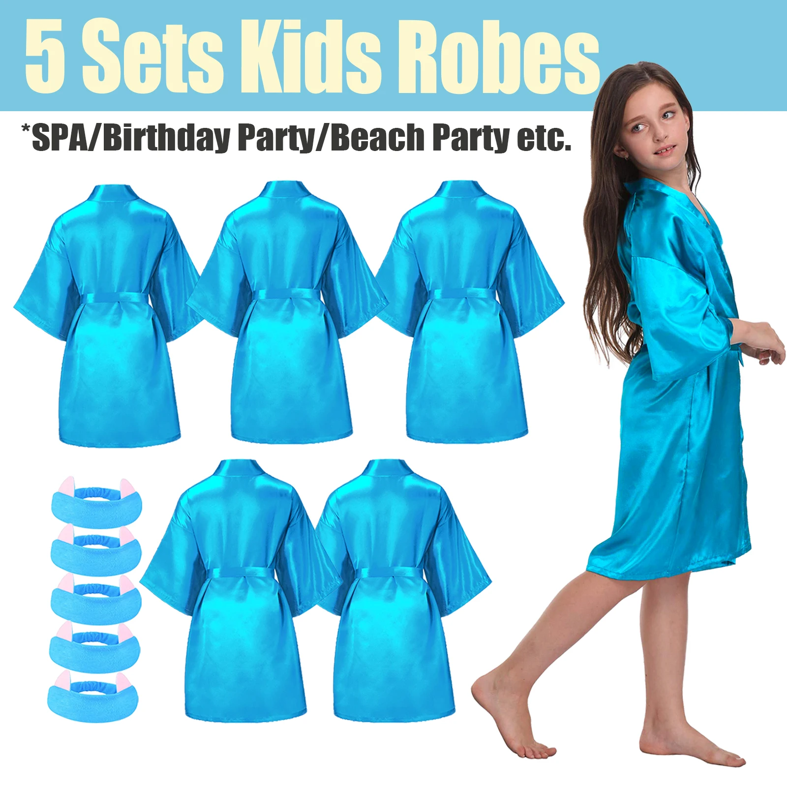 

5Sets Spa Party for Girls SPA Party Favors SPA Robes Kimono Girl SPA Girls SPA Party Robes SPA Girls Birthday Party