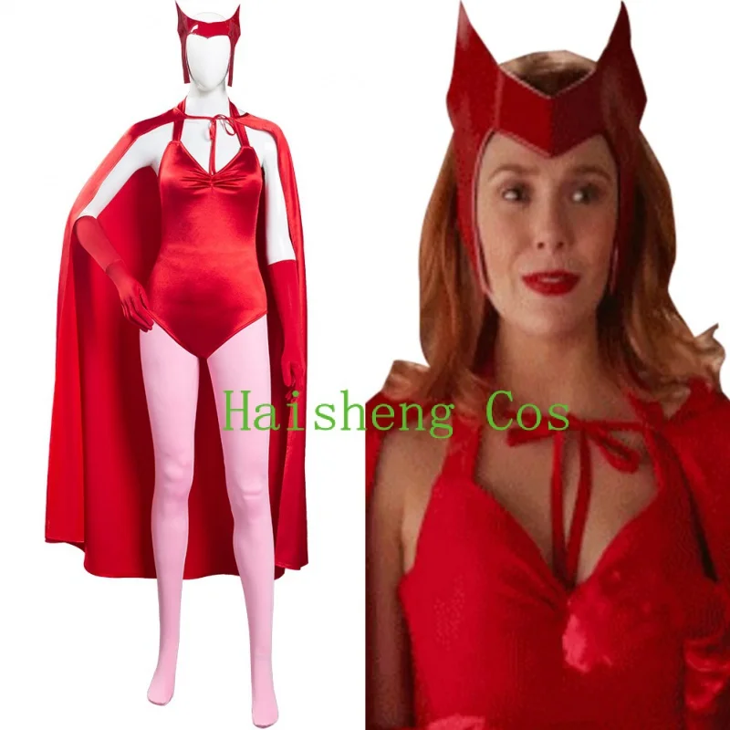 

Wanda Vision Scarlet Witch Wanda Maximoff Cosplay Costume Cloak Dress Women Jumpsuit Outfits Halloween Carnival Suit for Adult