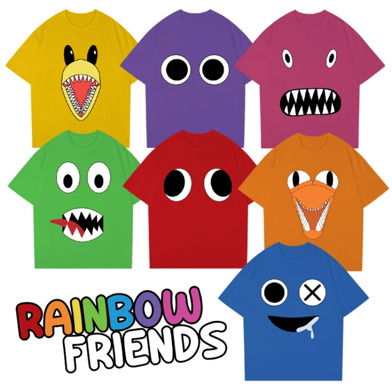 2022 Girls Boys Rainbow Friends T-Shirts Summer Short Sleeve Kids Printing Cartoon T Shirts 3-14 Years Casual Tops Tees Costumes