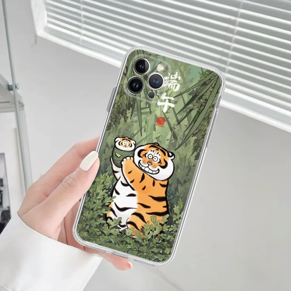 Cartoon Fat Tiger Phone Case Silicone Soft for iphone 16 15 14 13 12 11 Pro Mini XS MAX Plus X Cover