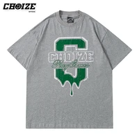 choize 2022 summer art letter printed graphic tops tees men oversized casual t shirts unisex loose cotton t shirt hip hop style