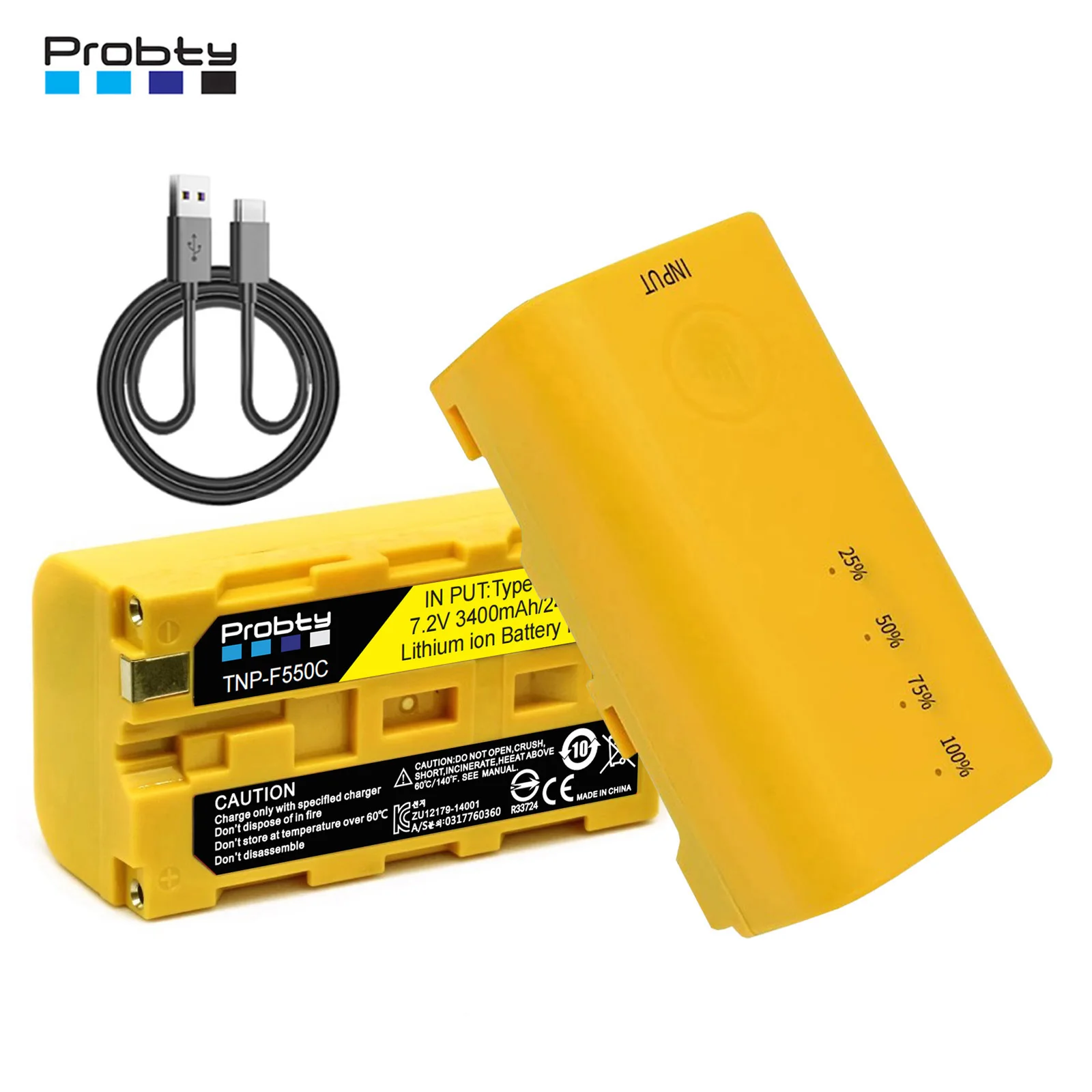 Probty NP-F550 Аккумулятор USB-C Порт быстрой зарядки для камеры Godox Светодиодная