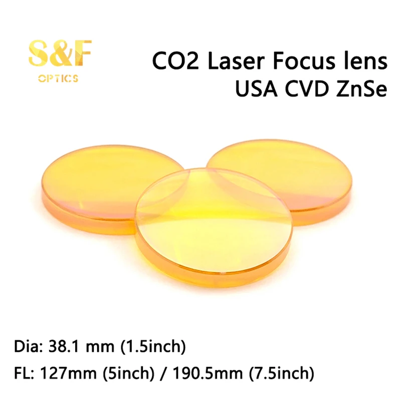 

High Power Dia. 38.1mm Focal length 127 190.5mm 5inch 7.5inch USA CVD Znse CO2 Laser Focus Lens for Laser Cutting Machine