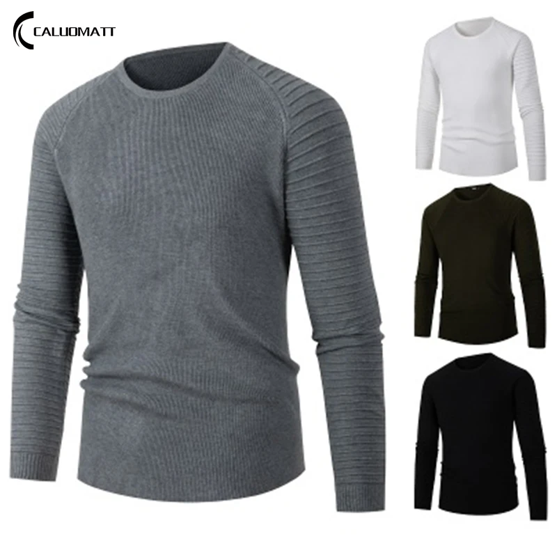 

Autumn Winter Fashion Men Pullovers O-neck Basic Knitwears Mens Warm Sweaters Casual Solid Slim Fit Sweater Male Knitting Tops