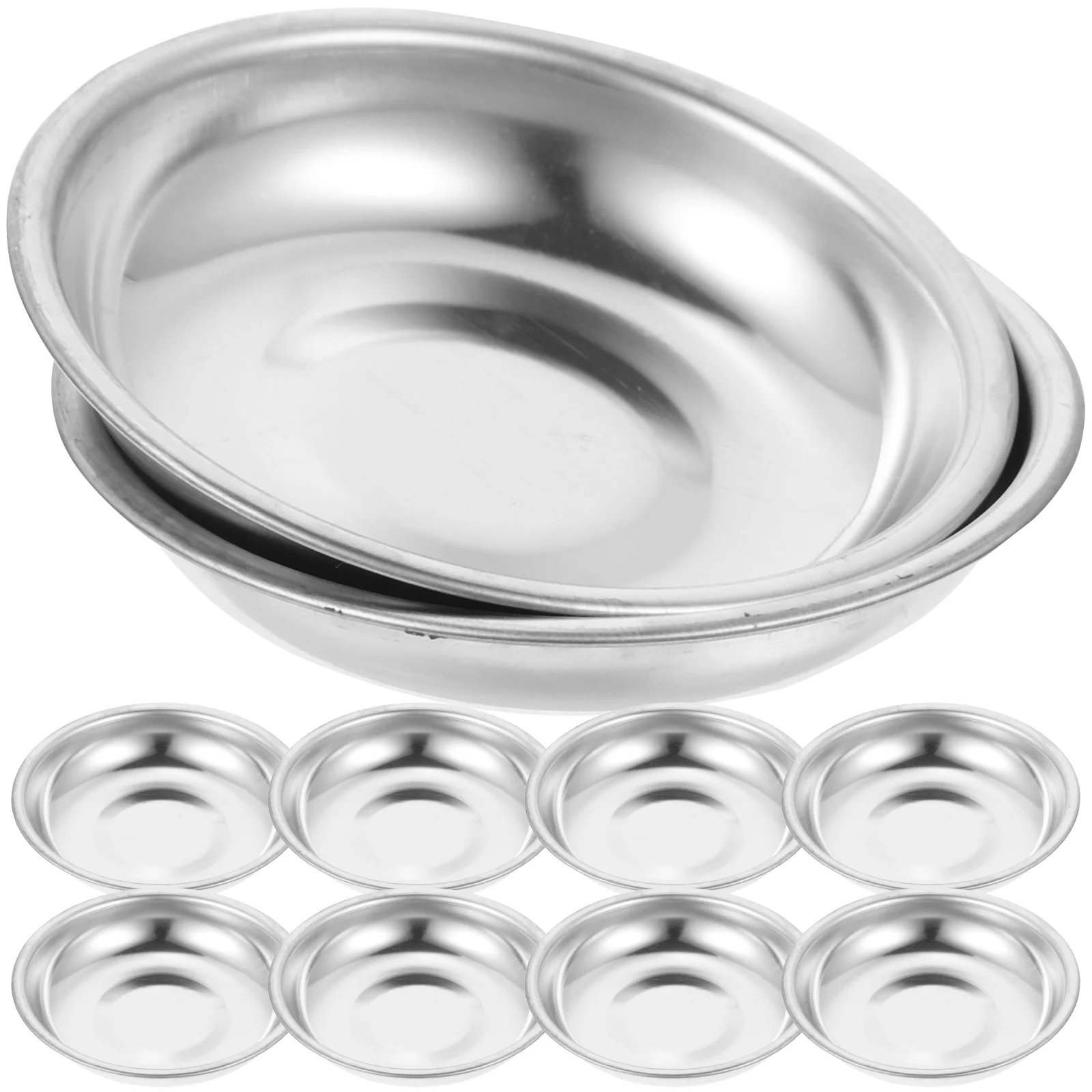 

10pcs Dipping Round Stainless Steel Serving Seasoning Dishes