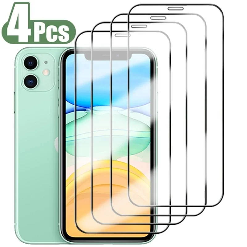 

4PCS Full Cover Tempered Glass For iPhone 11 12 13 14 PRO MAX Screen Protector Protective Glass On iPhone 14 PlusXR XS MAX Glass