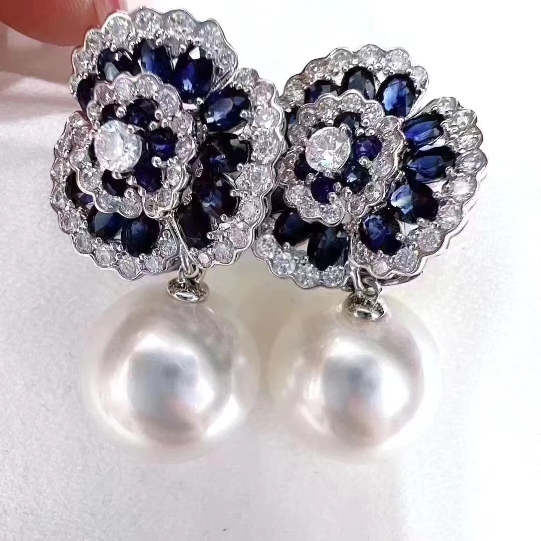 Flower 925 Sterling Silver Earrings Base Findings Mountings Jewelry Mounts Fittings Women's Accessories for 11-12mm Size Pearls