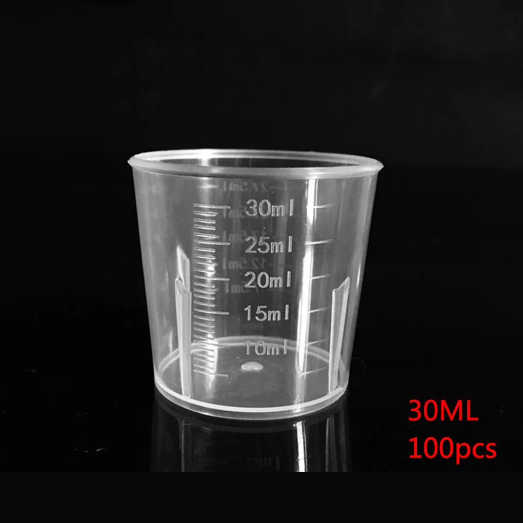 

100 штук мерные чашки 30 мл DIY штабелируемые пластиковые лабораторные чашки с весом кувшин бытовой мерный контейнер