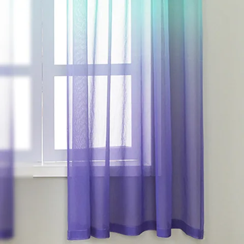Градиент цвета радуги Оконные Занавески для гостиной, кухни, голубой цвет, фиолетовая вуаль, прозрачные ткани Rideaux ZH041 & C