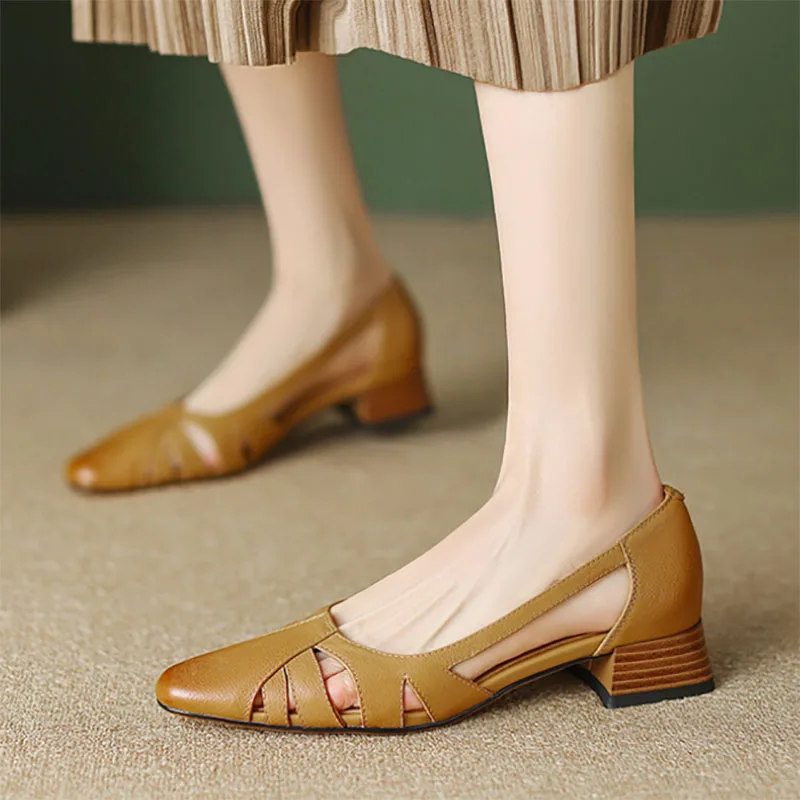 

Босоножки женские без шнуровки, топ-сайдеры с вырезами, заостренный носок, низкий каблук, Классические сандалии, 1390N, лето