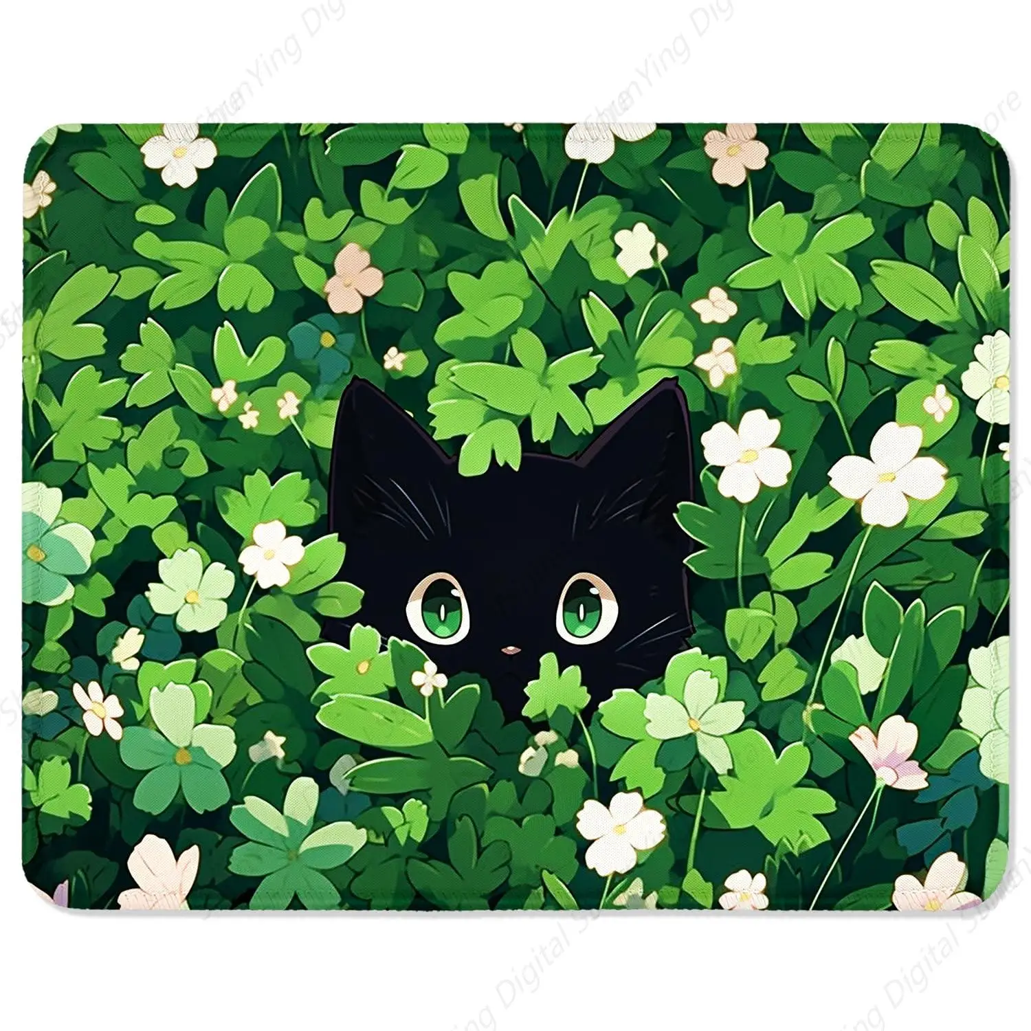 Игровой коврик для мыши Green Leave Cat с противоскользящим резиновым основанием и