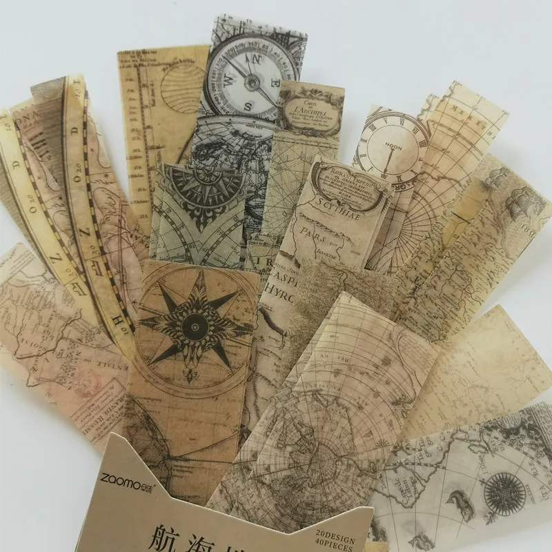 40 шт. винтажная наклейка на карту мира s Washi бумажная длинная полоса морская руку