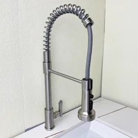 kitchen faucets 304 stainless steel brushed hot cold water faucet for kitchen sink single lever pull out spring spout mixers tap