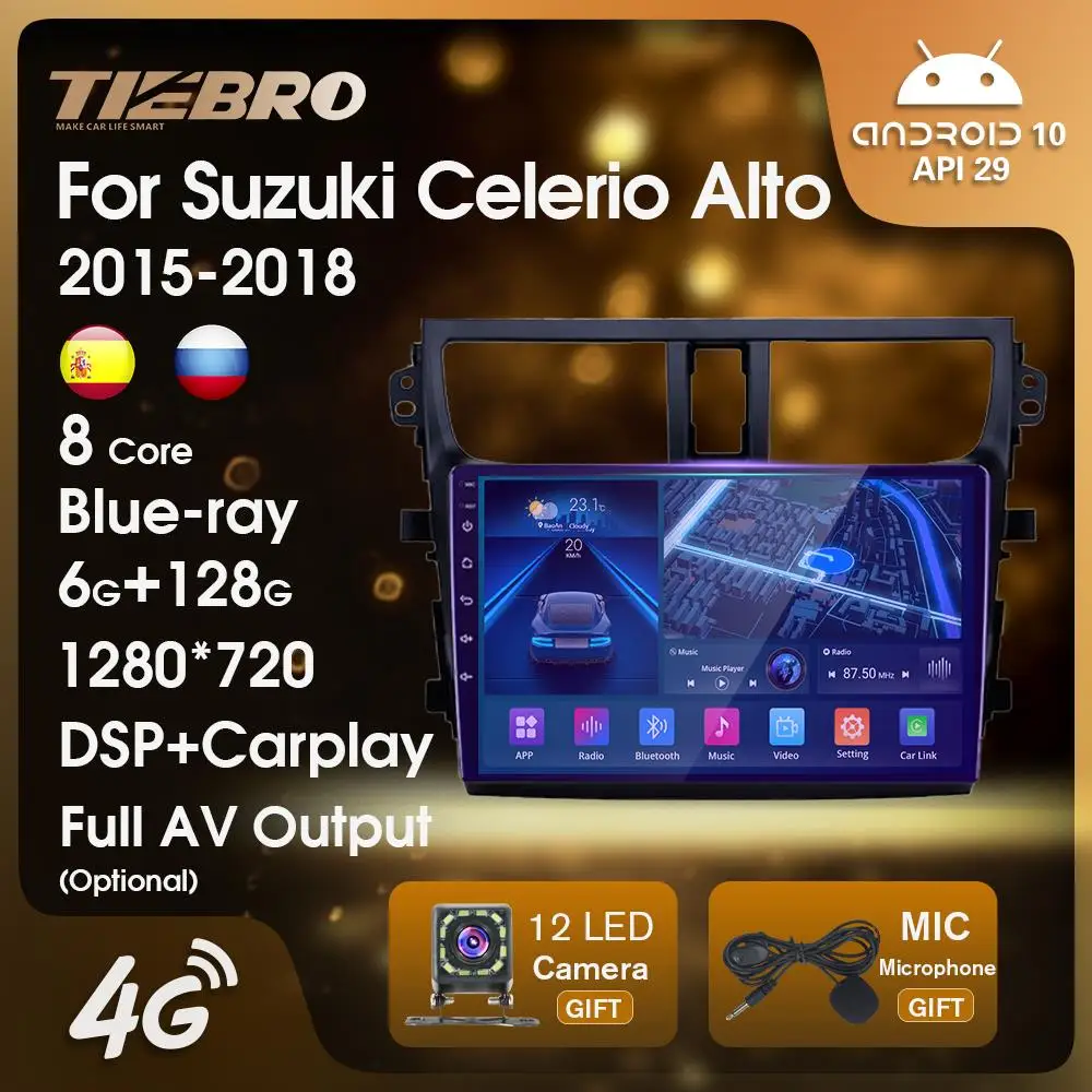 

TIEBRO Android10 Car Multimedia Player Car Radio For Suzuki Celerio Alto 2015-2018 2 Din Stereo Receiver Android Auto Carplay