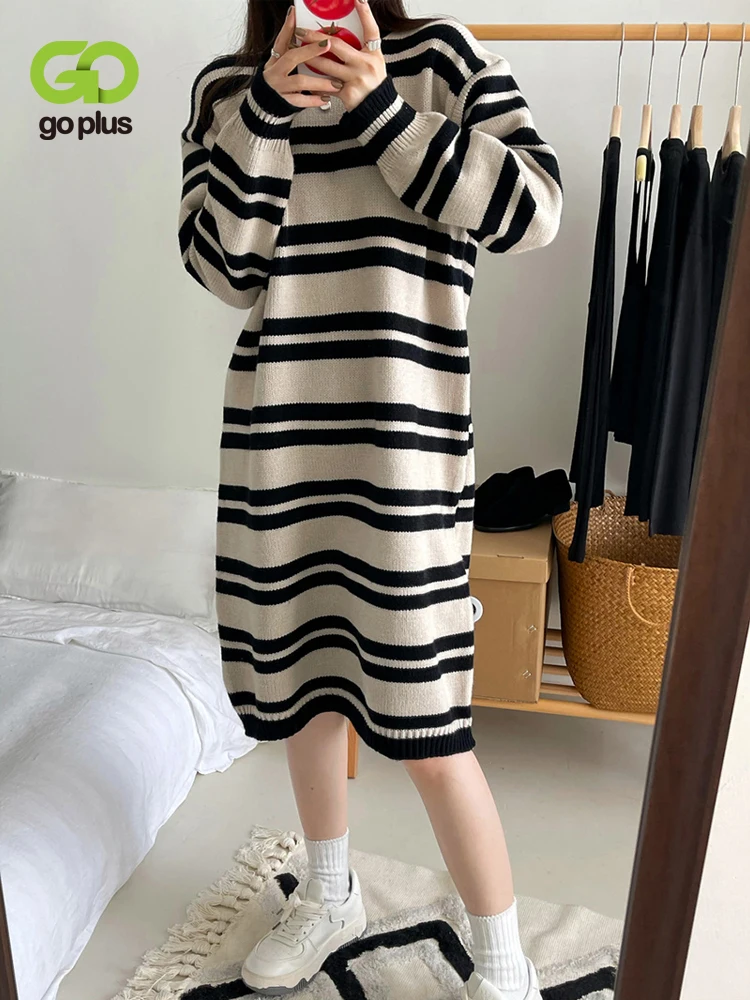 

GOPLUS O-Neck Fall Winter Stripe Pullover Knit Sweater Long Sleeve Casual Basic Pull Femme Hiver Fashion Tops 2022 Women Sweater