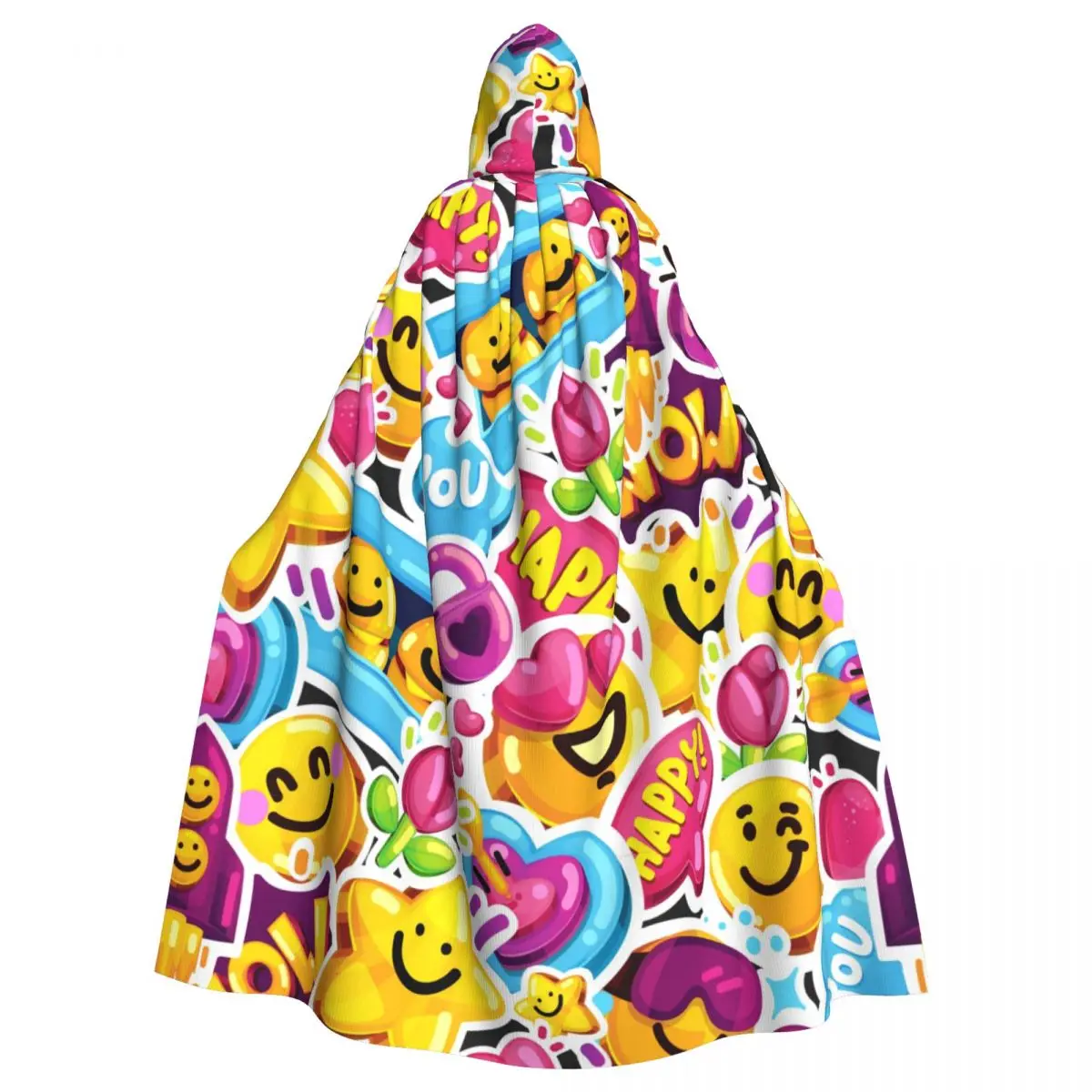 Плащ с капюшоном унисекс, Полиэстеровая накидка ведьмы, аксессуар для костюма, наклейка с улыбающимся лицом, эльф Пурим