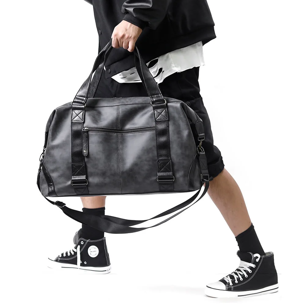 New Soft PU Leather Men Handbag Korean Style Fashion Casual Crossbody Travel Bag Large Capacity Weekend Luggage Bag Dropshipping