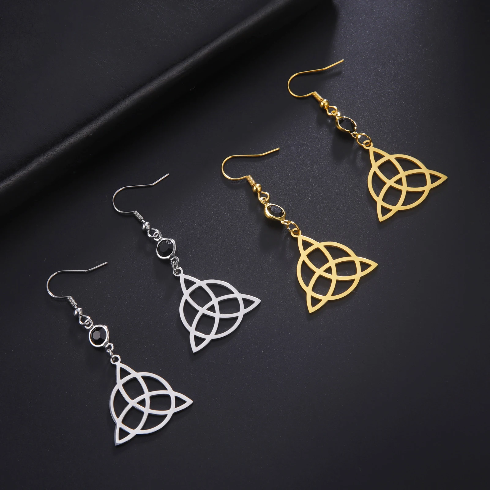 

Sipuris Celtics Knot Earrings For Women Stainless Steel Round Triquetra Trinity Knot Irish Amulet Birthstone Pendants Jewelry