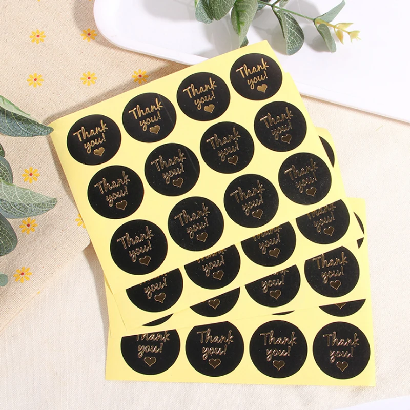 

120pcs Round sticker black gold love heart Thank you Self-Adhesive stickers DIY Gifts Posted Baking Decoration Package Label