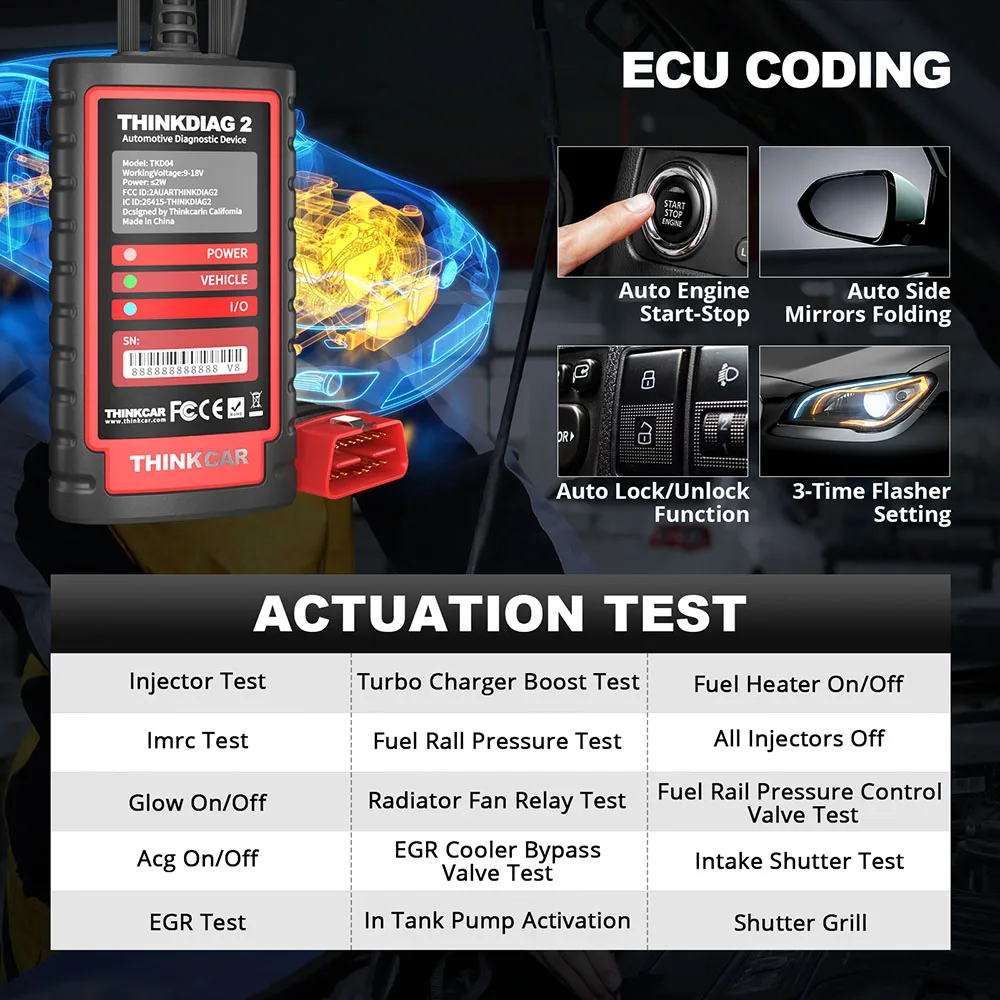 THINKCAR Thinkdiag 2 OBD2 сканер Поддержка протоколов CAN FD подходит для марок автомобилей GM