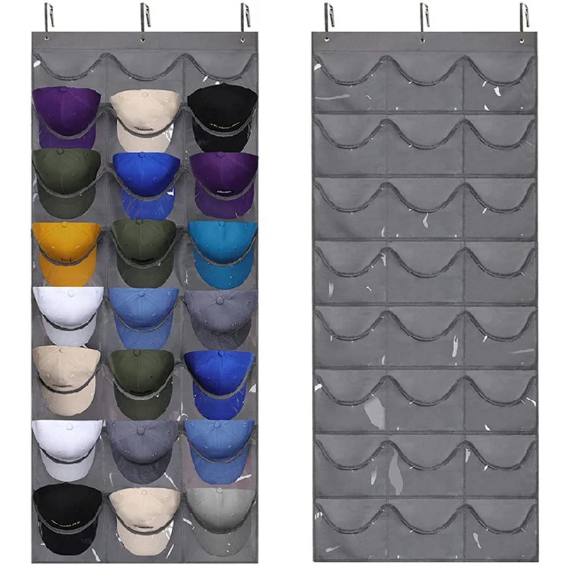 

24 Pockets Portable Wall Hook Storage Bags Cap Organizer Rack Hanging Organizers Space Saver Storage Holder Behind The Door