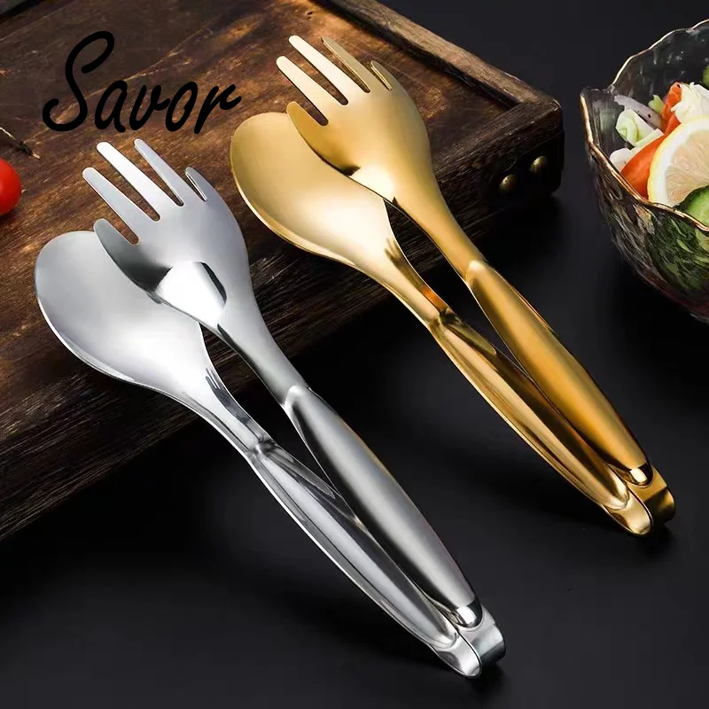 

Kitchen Food Tongs Stainless Steel Kitchen Cooking Utensils Salad Bread Serving Tong Barbecue Clip Clamp Tools Gadgets