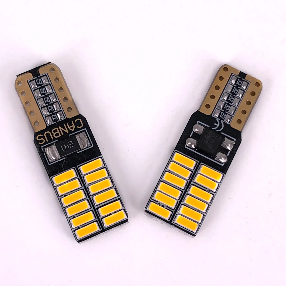 

20PCS T10 LED 194 501 W5W Canbus 4014 24 SMD white yellow Car Interior Lights Auto Clearance Lamps DC 12V