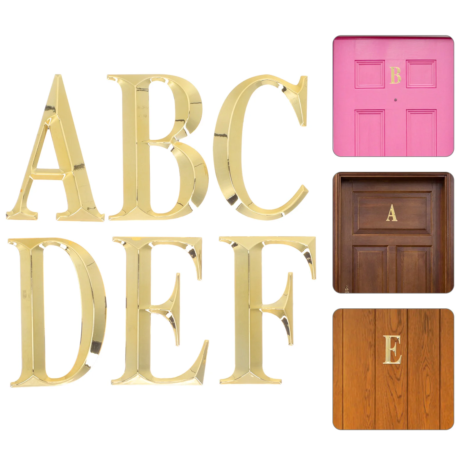 

6 Pcs Three-dimensional Room Number Plate A-F Street Address Letter Alphabet Stickers House Abs Resin Practical Door Decals