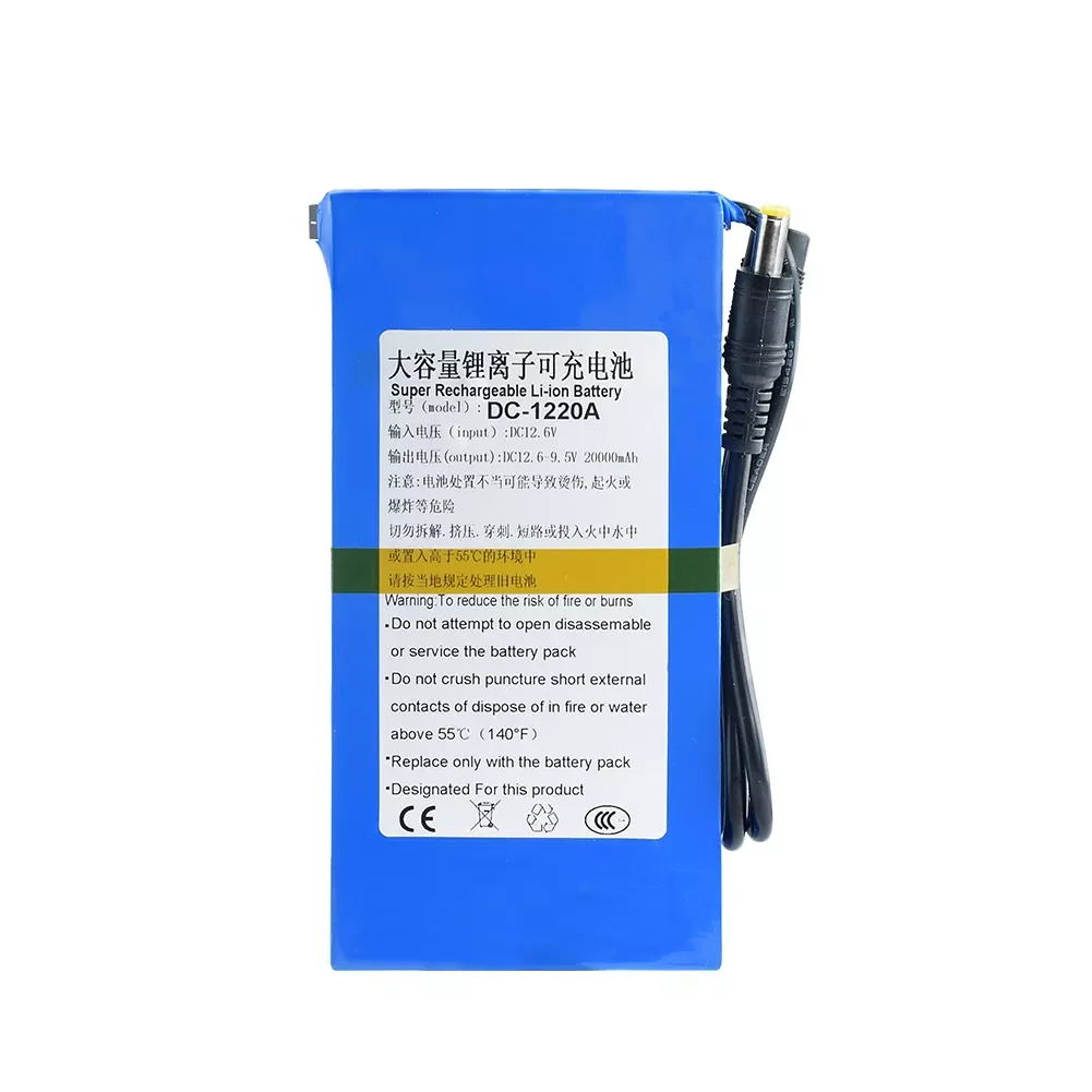 

DC-122000 1220A 12.6V 20000mAh Lithium Ion High Capacity Rechargeable Battery For Camera PDA LED Lights Drop Shipping