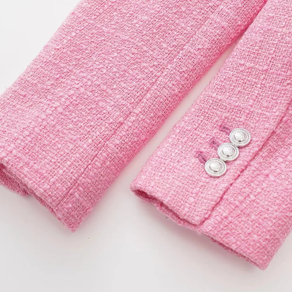 Женский весенний двубортный Блейзер текстурированный Повседневный пиджак в