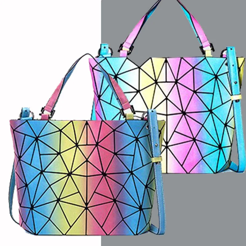 

colorful bao bag Reflective geometric bags for women 2023 Quilted Shoulder Bags Folding sac a main femme Handbags bolsa feminina