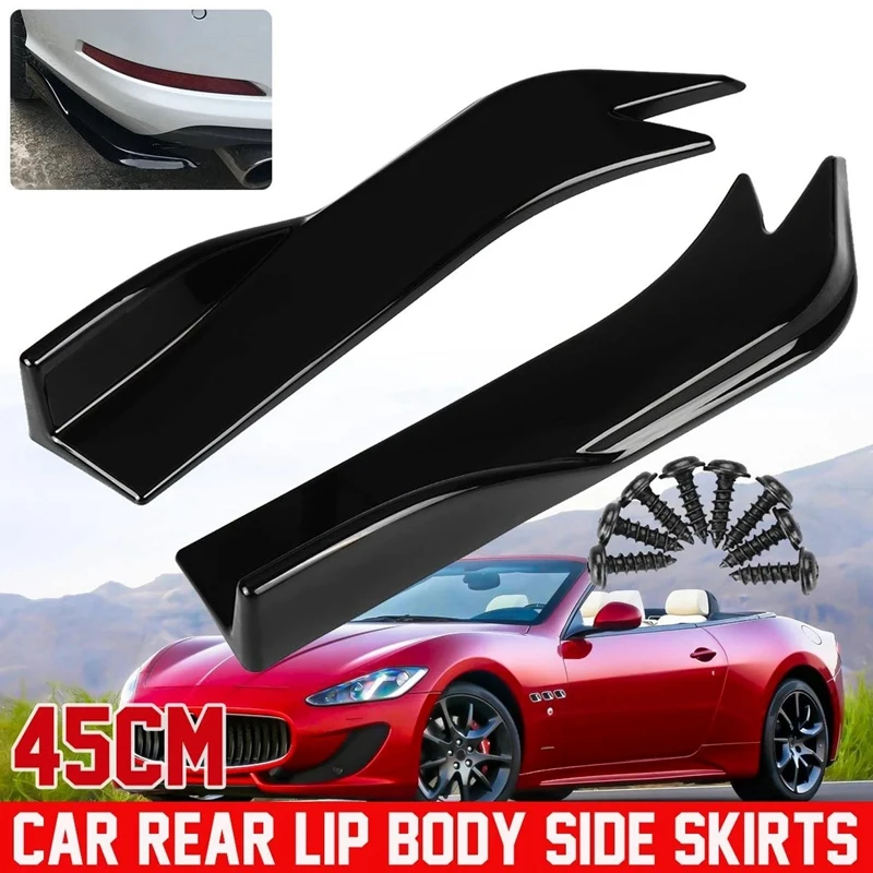 

45CM 2Pcs Car Rear Bumper Spoiler Lip Side Skirt Splitters Protector Guard Anti-Crash Diffuser Lip Universal